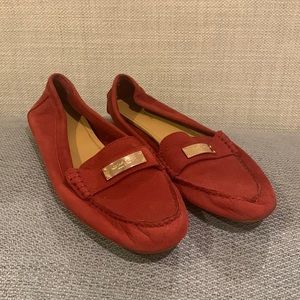 Red leather Fredrick Coach loafers 9B